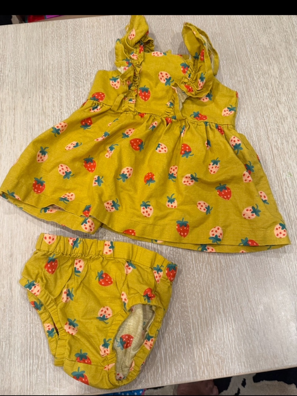Hanna Andersson Strawberry Print Baby Dress with Bloomers 3-6 months
